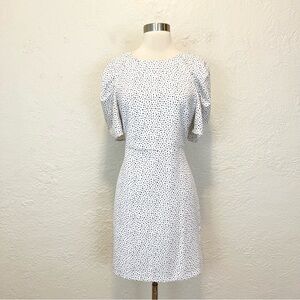 Banana Republic Dress White Black Dot Print Puff Sleeve 10